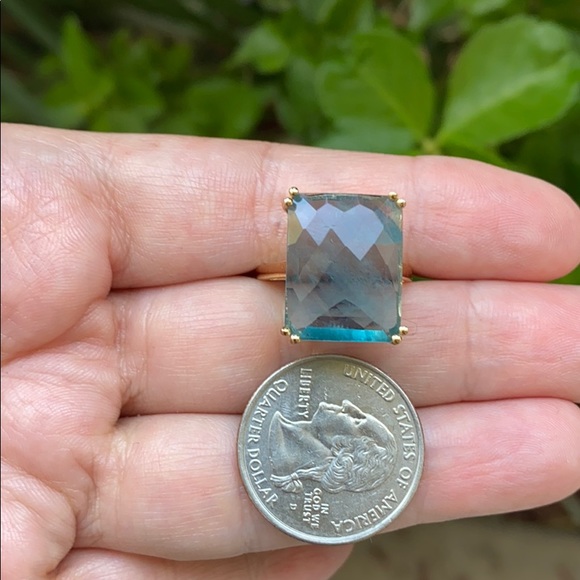 Emerald Cut Fluorite Gold Plated Ring - Picture 10 of 16